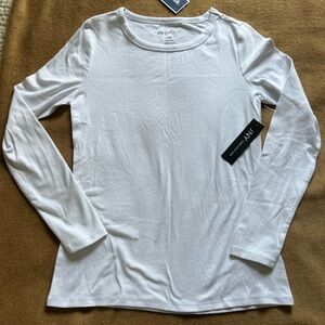 Jones New York Classic White Long Sleeve Top